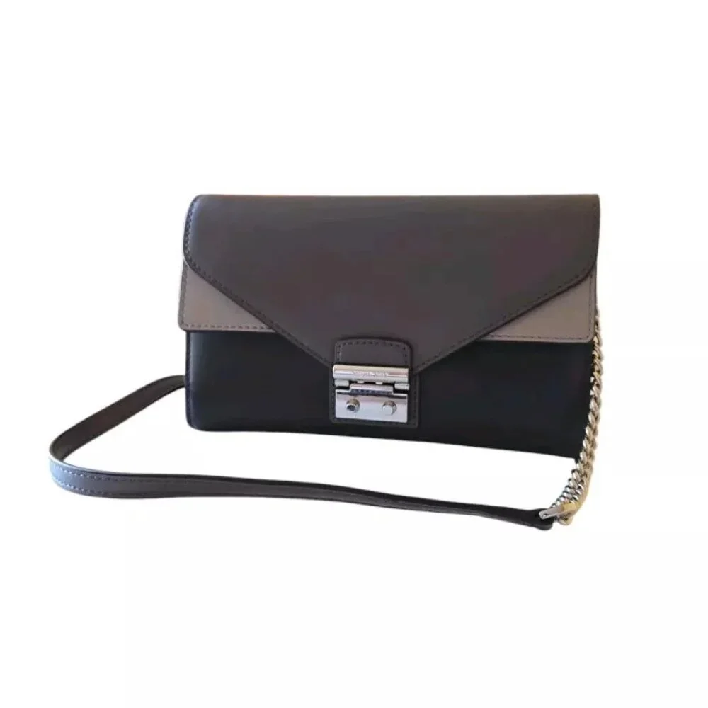 Michael Kors Sloan Tri Colored Leather Chain Large Envelope Wallet Crossbody